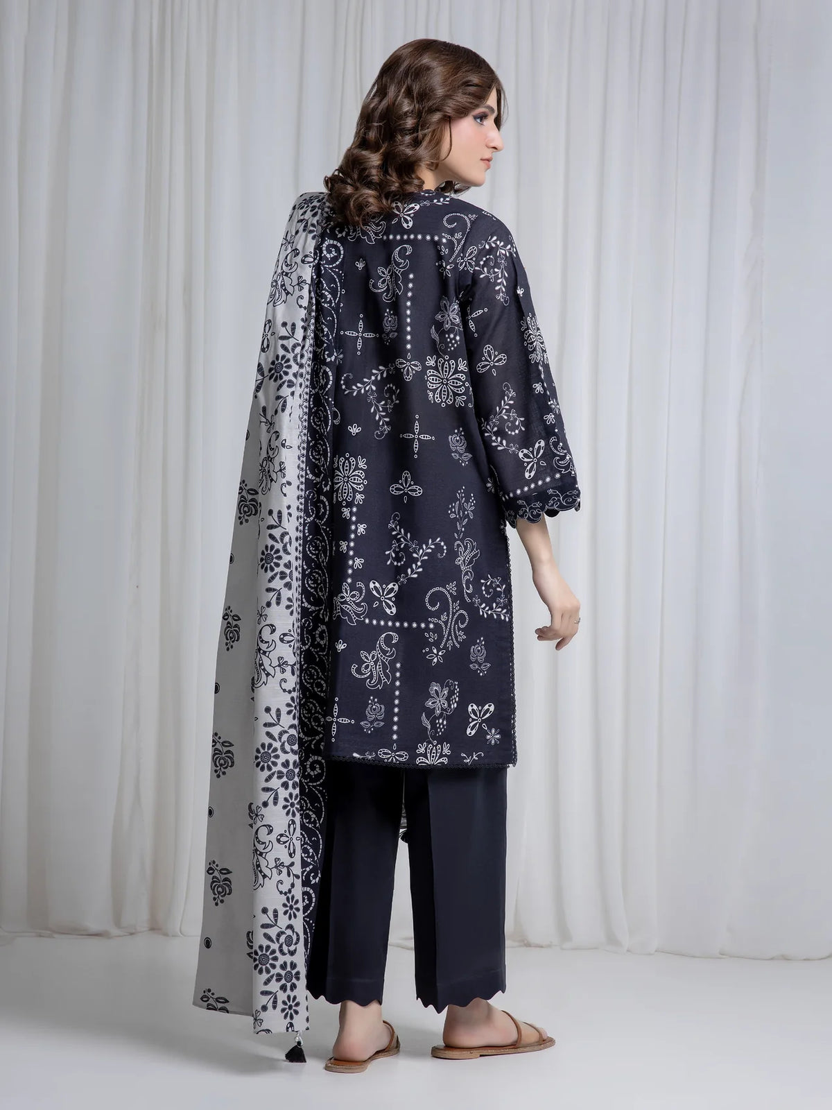 Printed khaddar suit