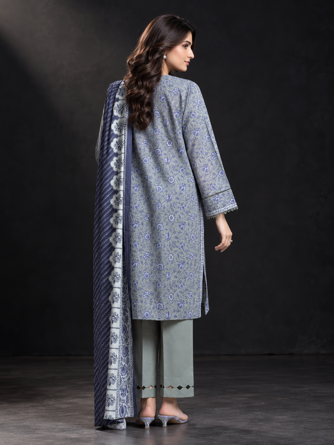 Printed khaddar suit