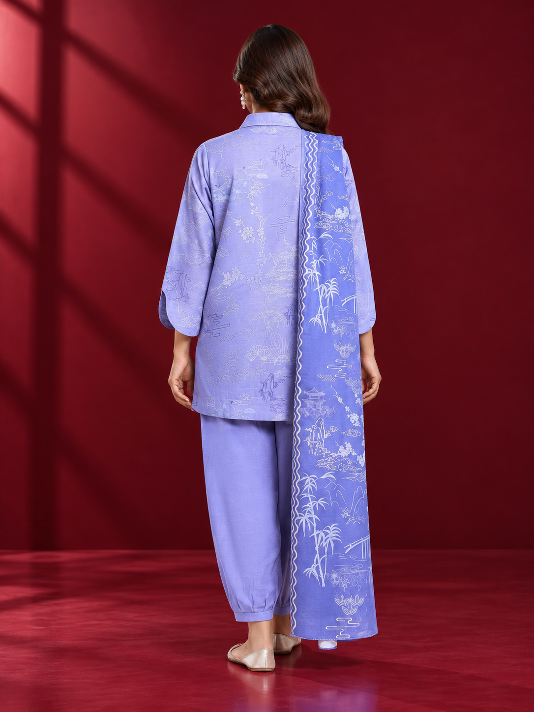 Printed khaddar suit