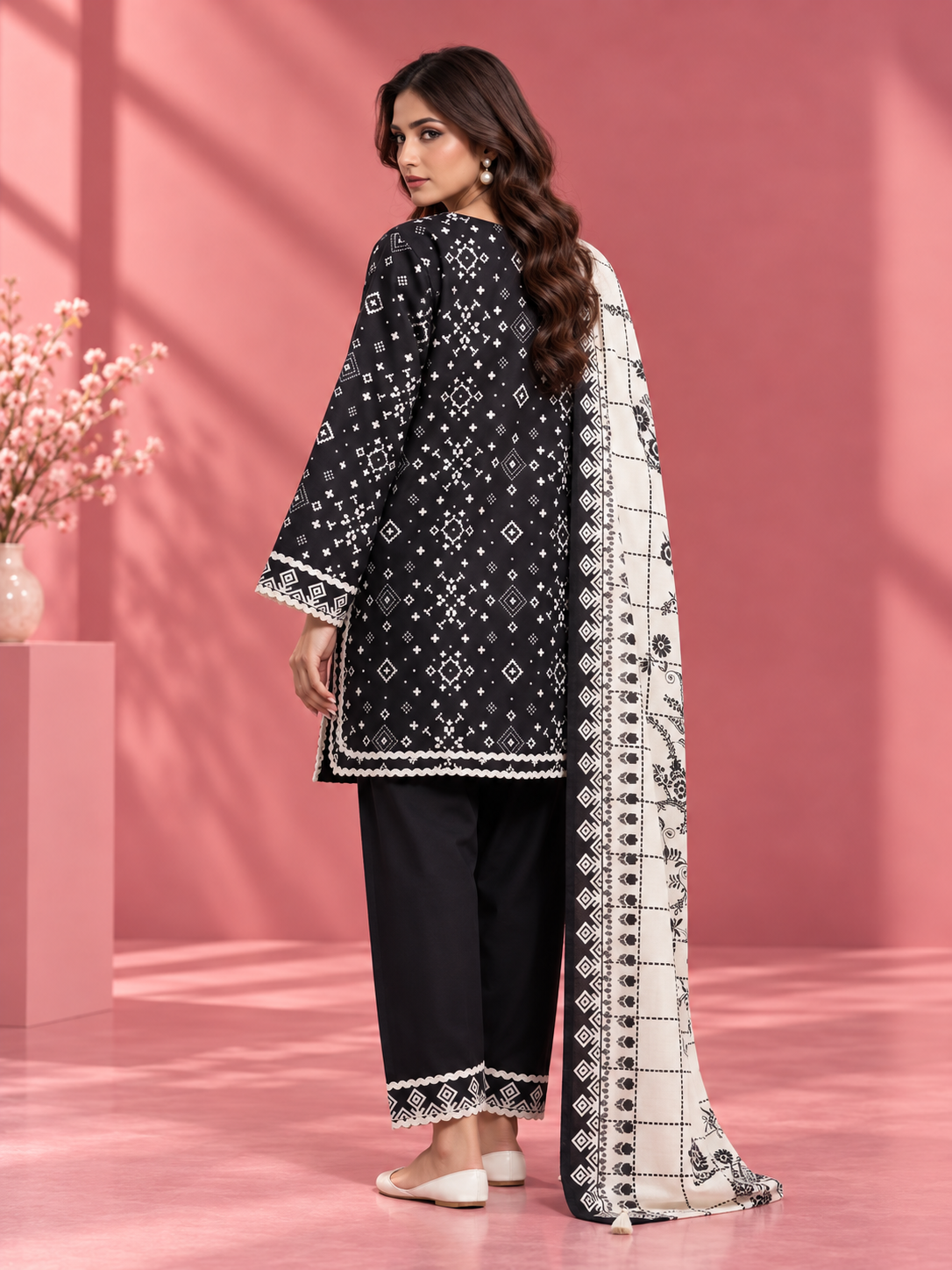 Printed khaddar suit