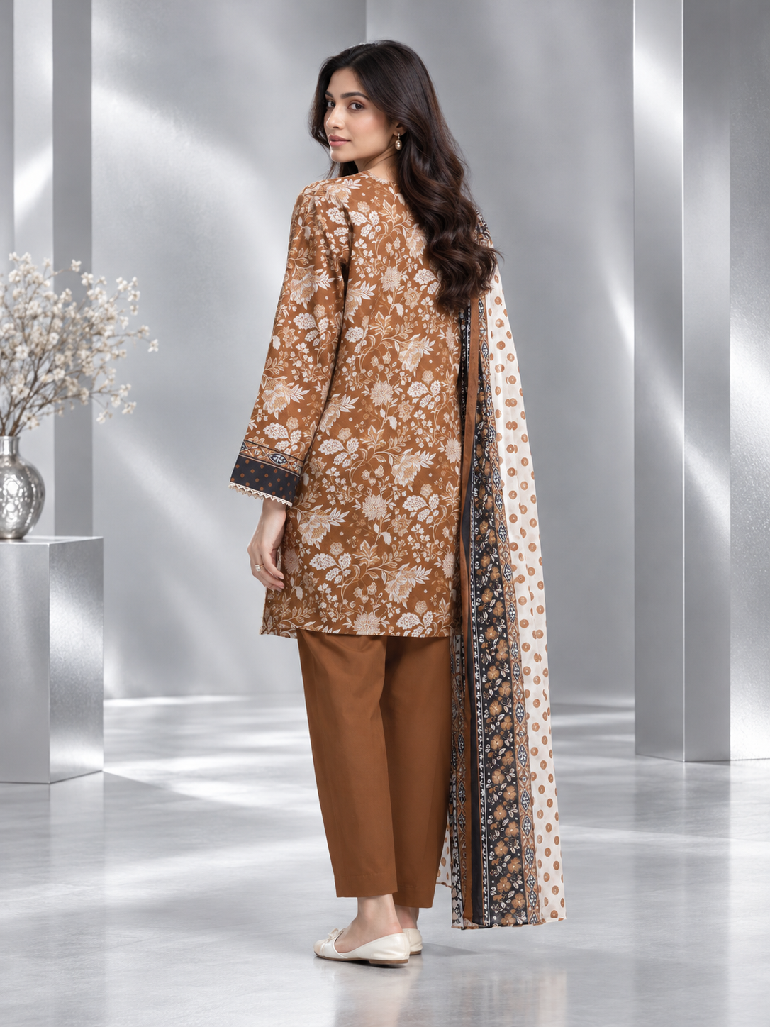 Printed khaddar suit