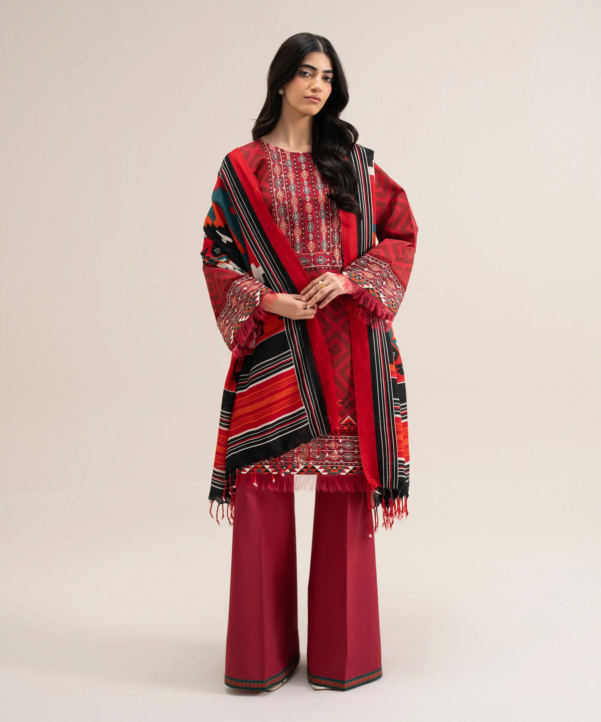 3 PIECE - EMBROIDERED KHADDAR SUIT