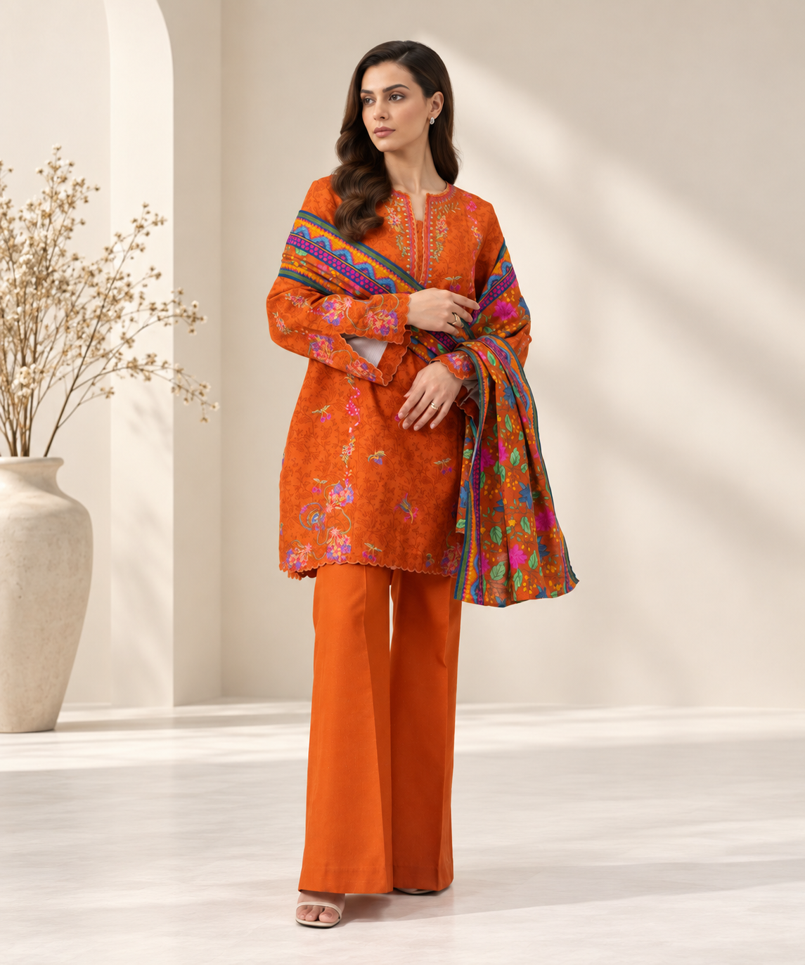 3 PIECE - EMBROIDERED KHADDAR SUIT