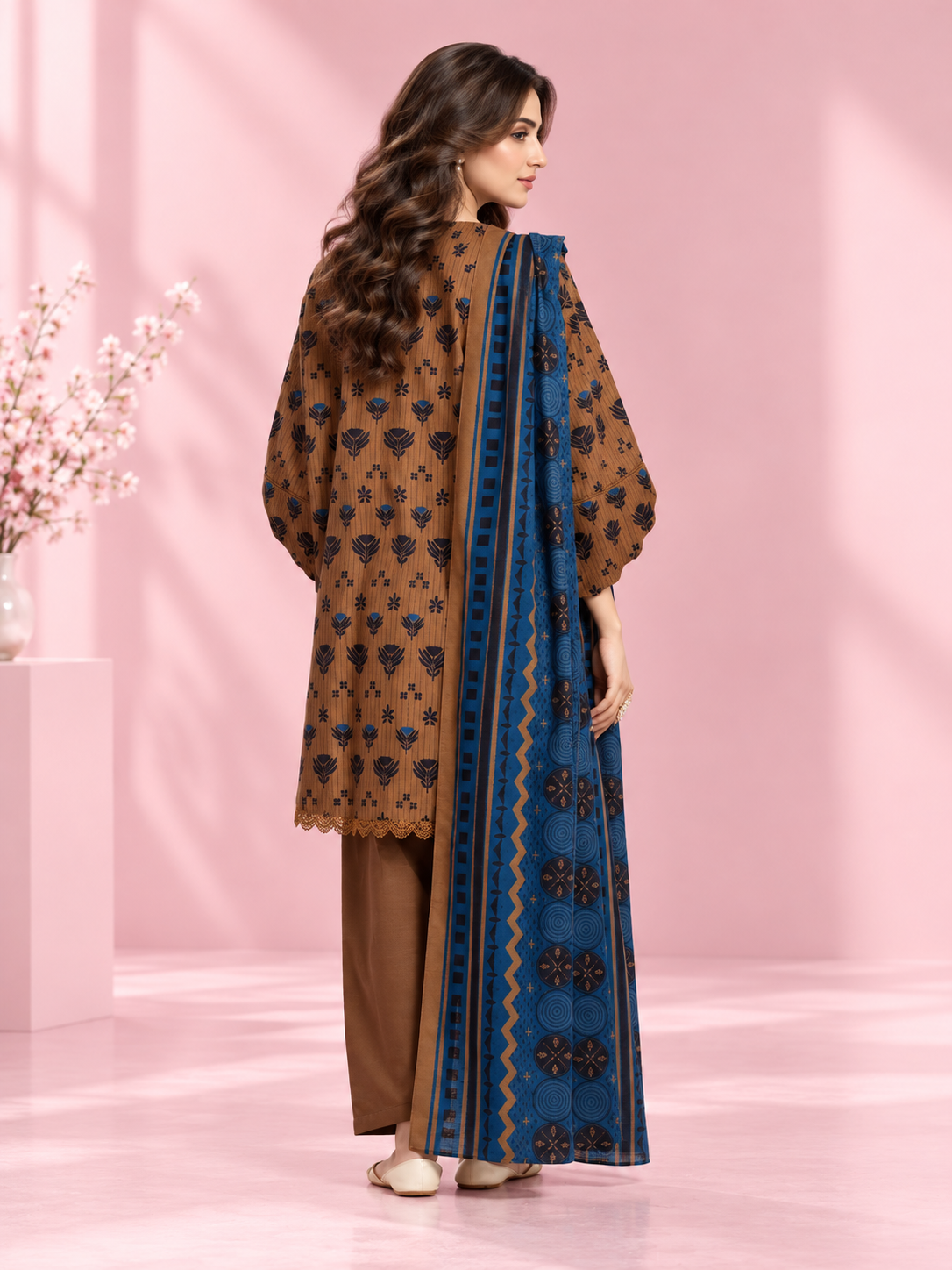 Printed khaddar suit
