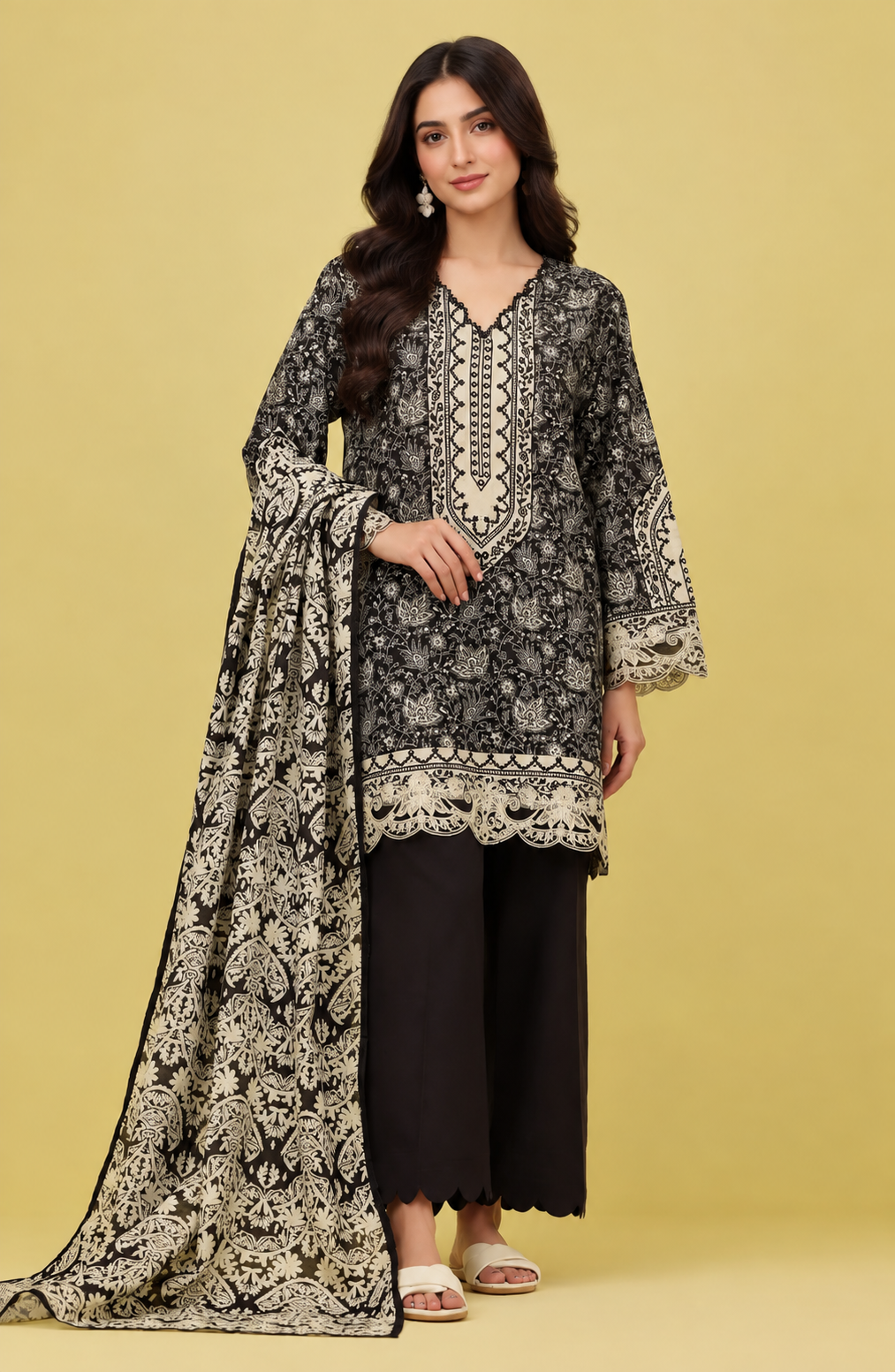 Unstitched | 3 Piece |Khaddar Embroidered