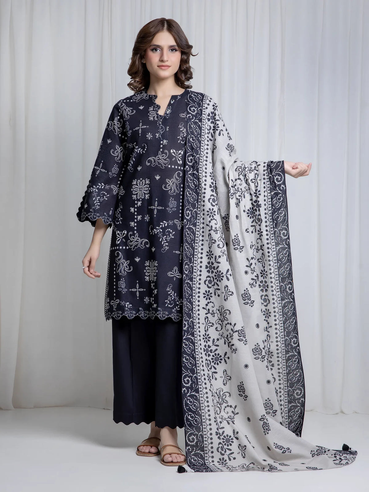 Printed khaddar suit