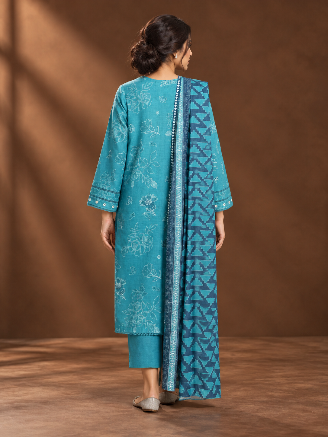 Printed khaddar suit