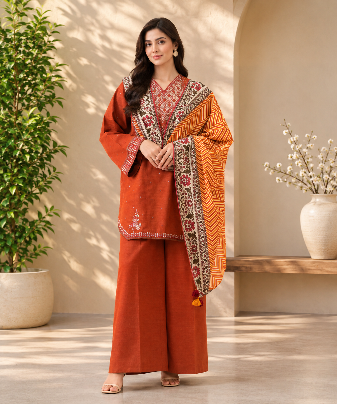 3 PIECE - EMBROIDERED KHADDAR SUIT