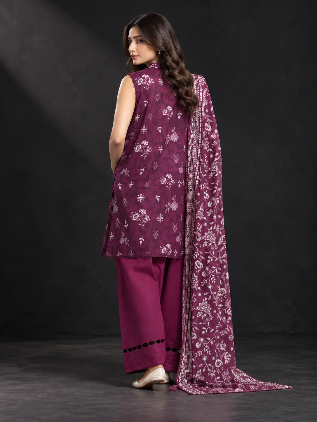 Printed khaddar suit