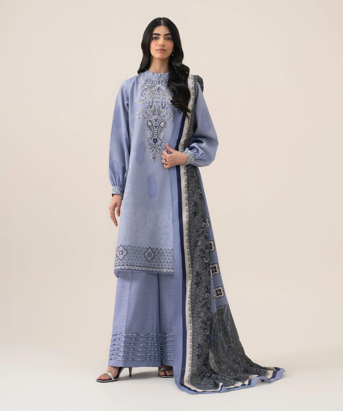 3 PIECE - EMBROIDERED KHADDAR SUIT