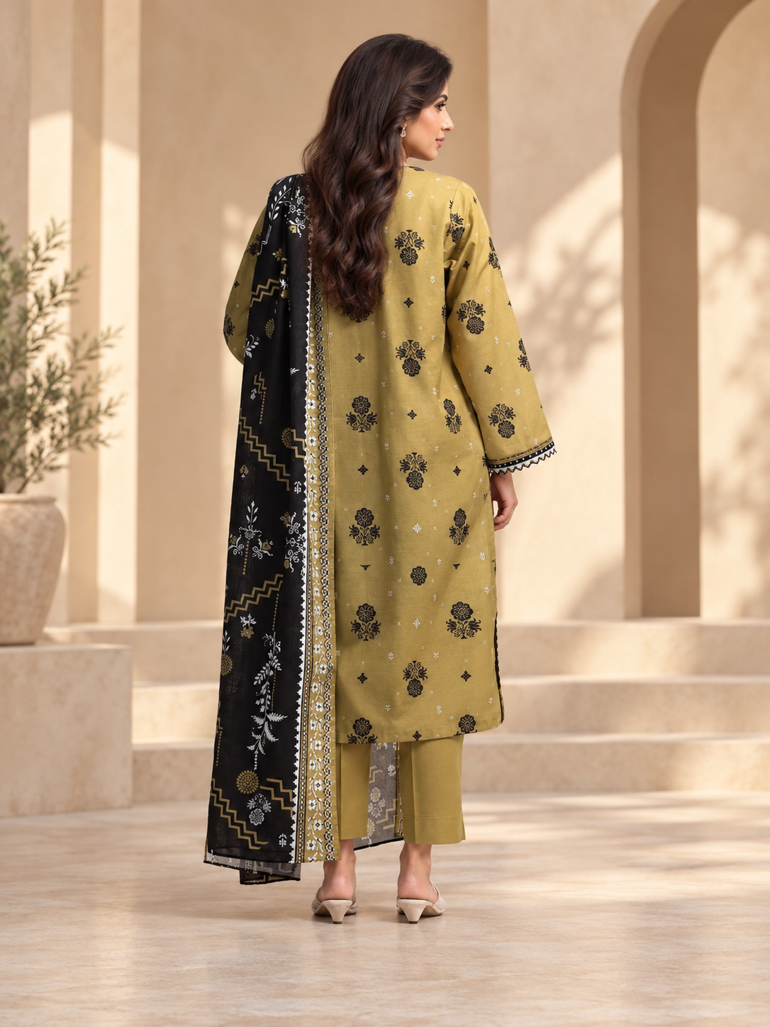 Printed khaddar suit