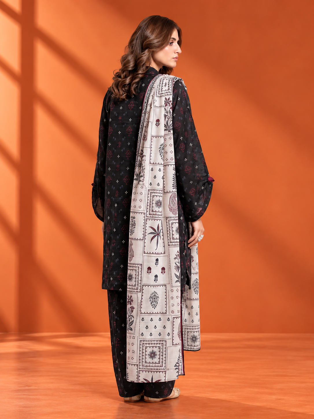 Printed khaddar suit