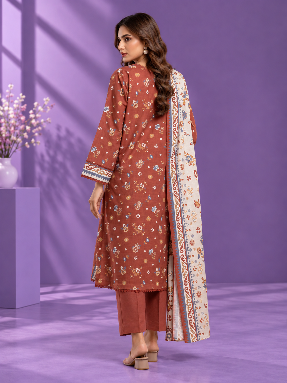 Printed khaddar suit