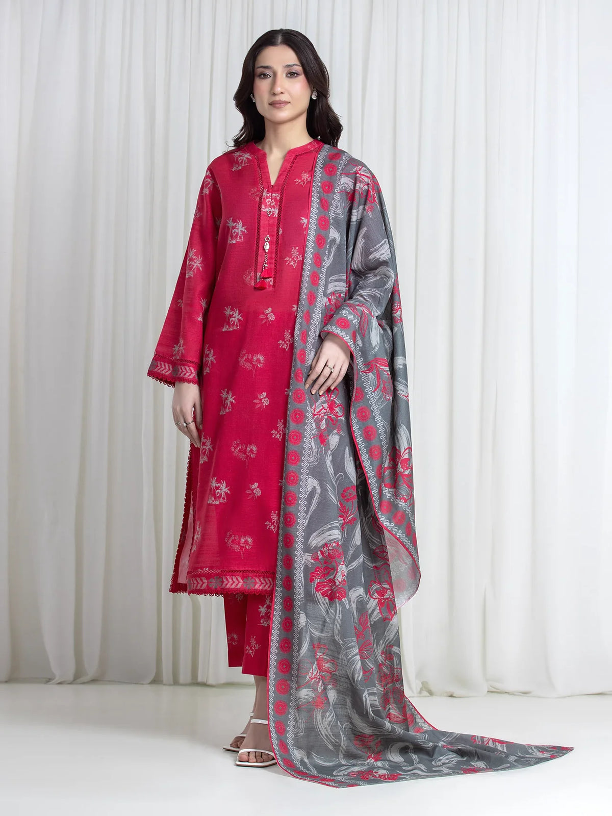 Printed khaddar suit