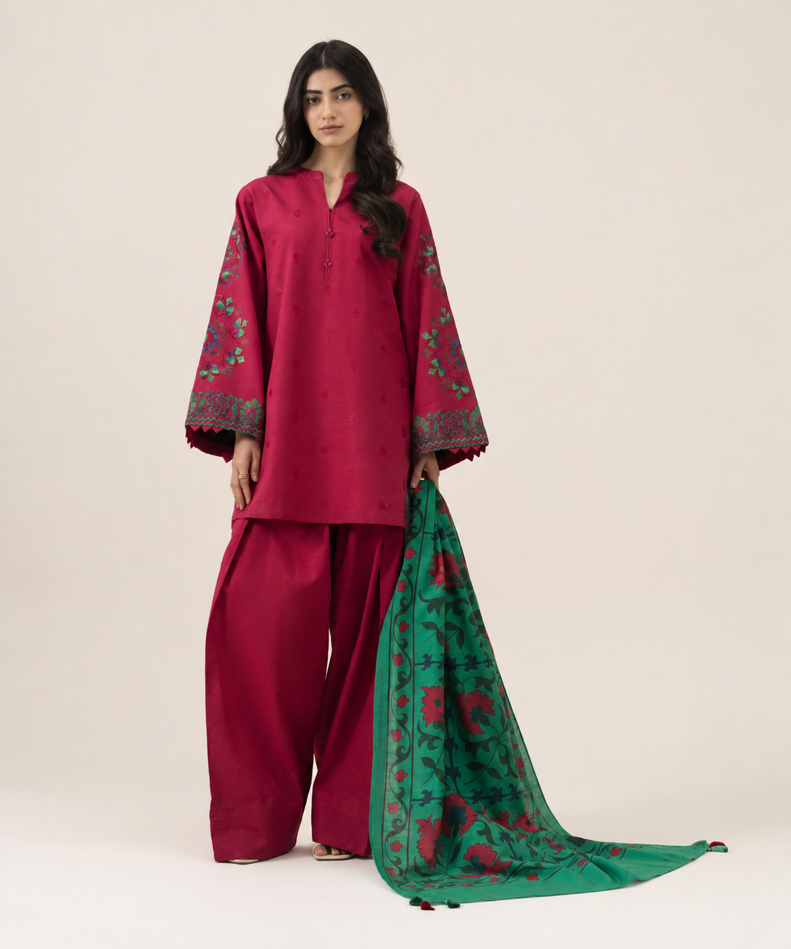 3 PIECE - EMBROIDERED KHADDAR SUIT