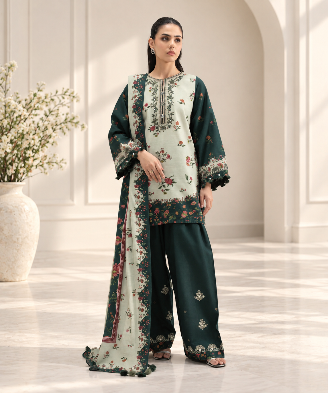 3 PIECE - EMBROIDERED KHADDAR SUIT