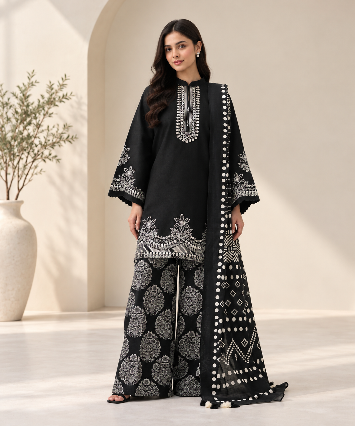 3 PIECE - EMBROIDERED KHADDAR SUIT