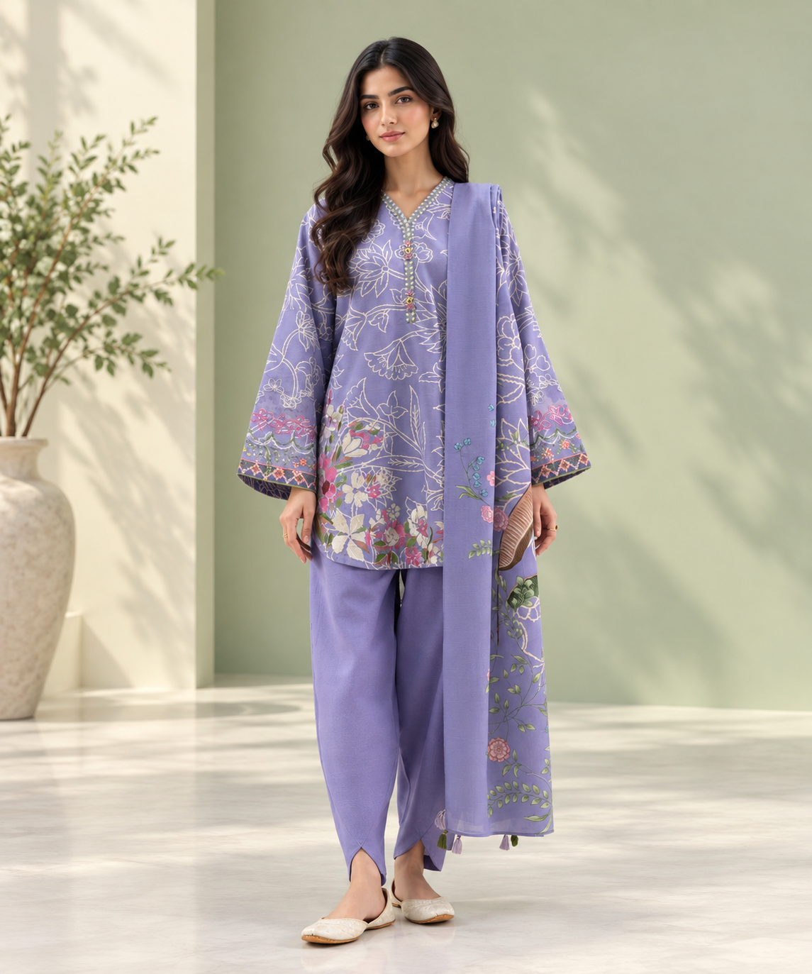 3 PIECE - EMBROIDERED KHADDAR SUIT
