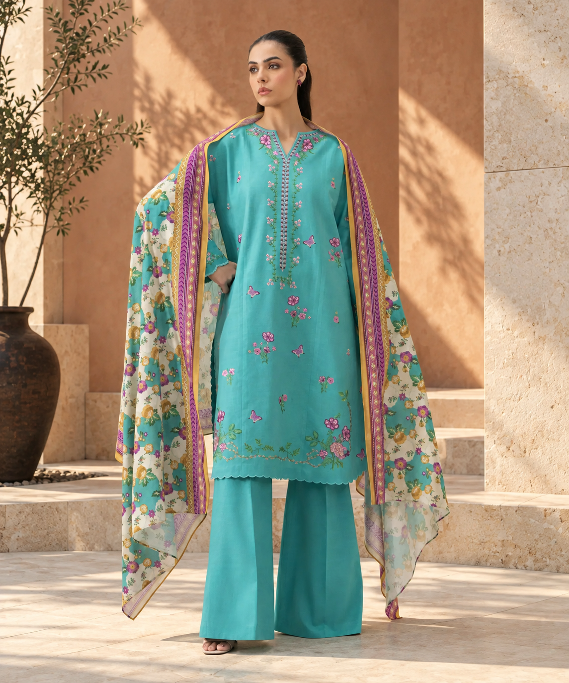 3 PIECE - EMBROIDERED KHADDAR SUIT