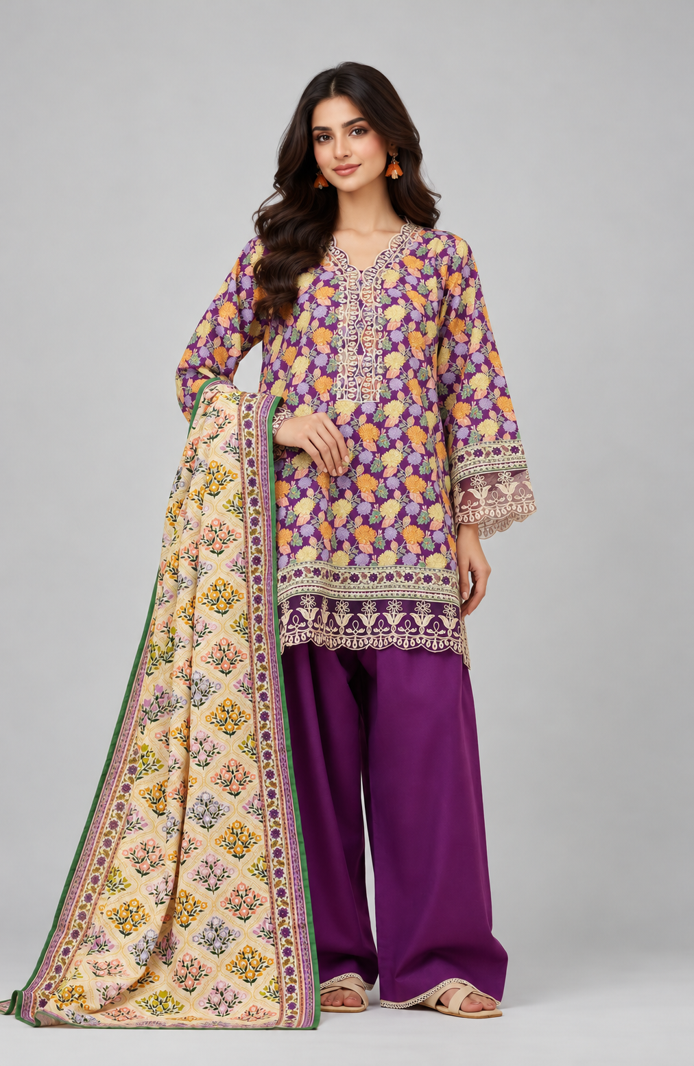 Unstitched | 3 Piece |Khaddar Embroidered